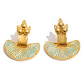 Enamel Vintage Geometric Earrings — Gold-Plated Stainless Steel with Enamel · PS2147