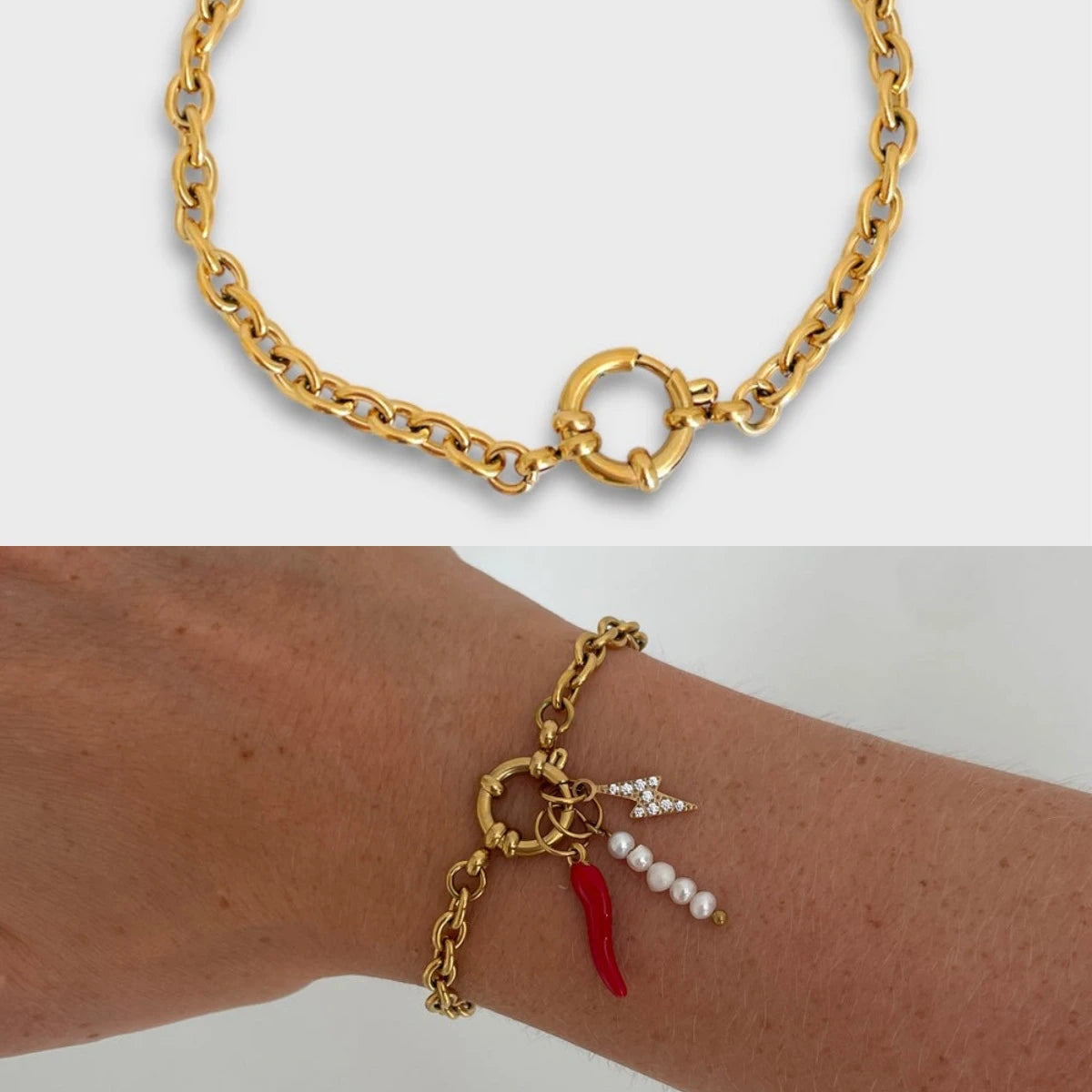 【DIY detachable sailor buckle bracelet】 women's titanium steel furnace vacuum plated 18k gold basic bracelet