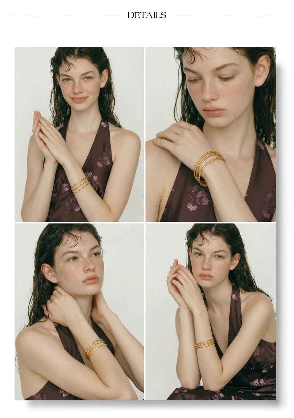 Geometric bracelet in gold-plated stainless steel.