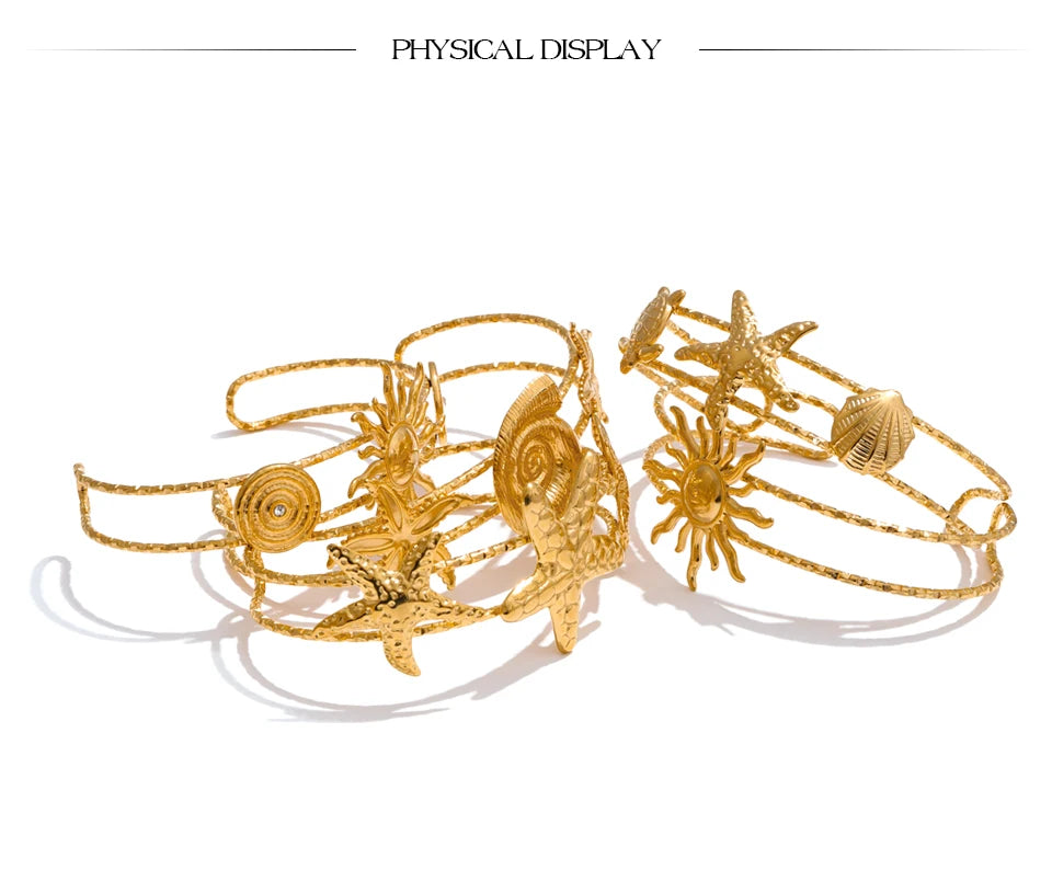 Shell Star Sun Bracelet — Gold-Plated Stainless Steel with Shell · PS2309