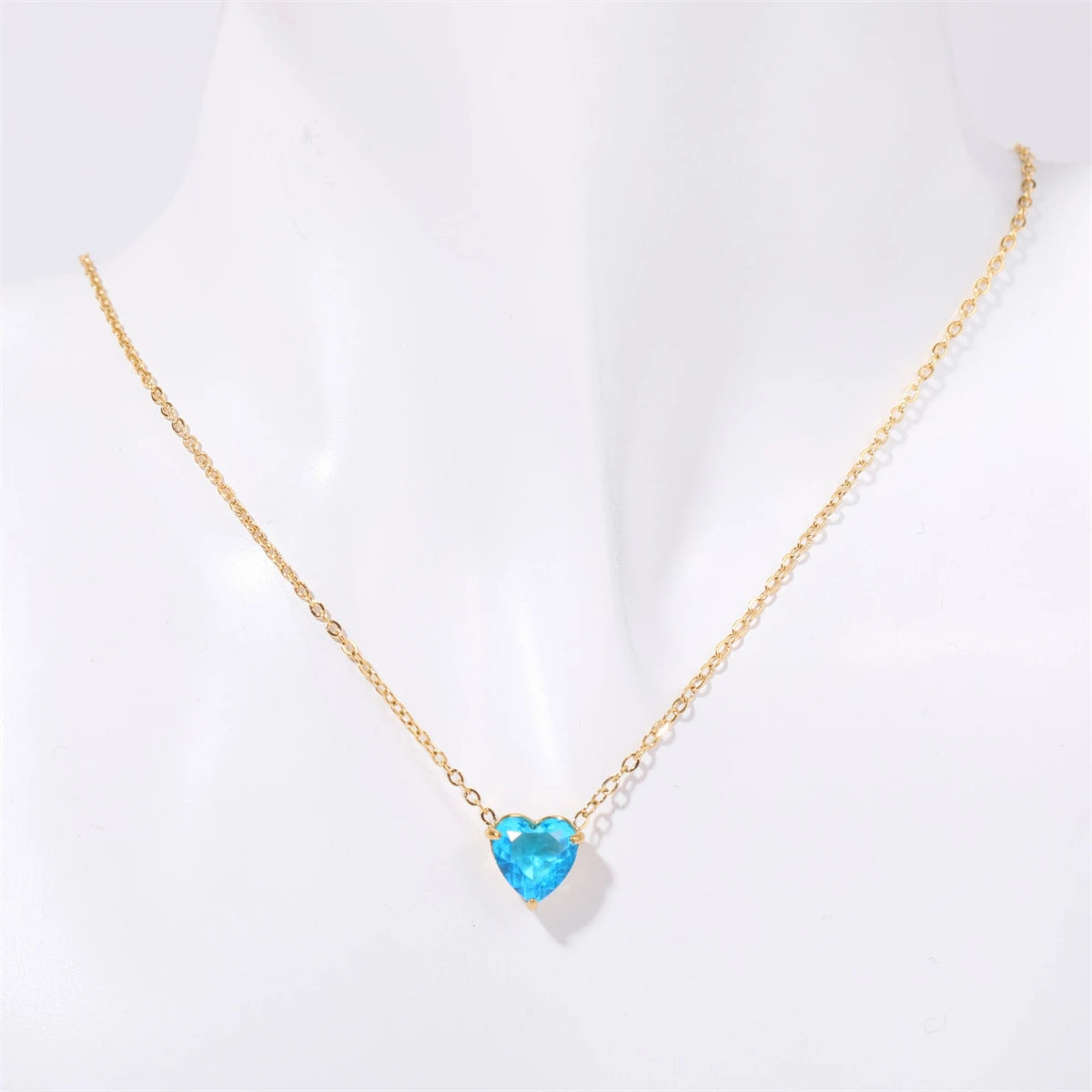 Stainless Steel Twelve Birthday Stone Necklace Love Pendant Necklace Month Stone