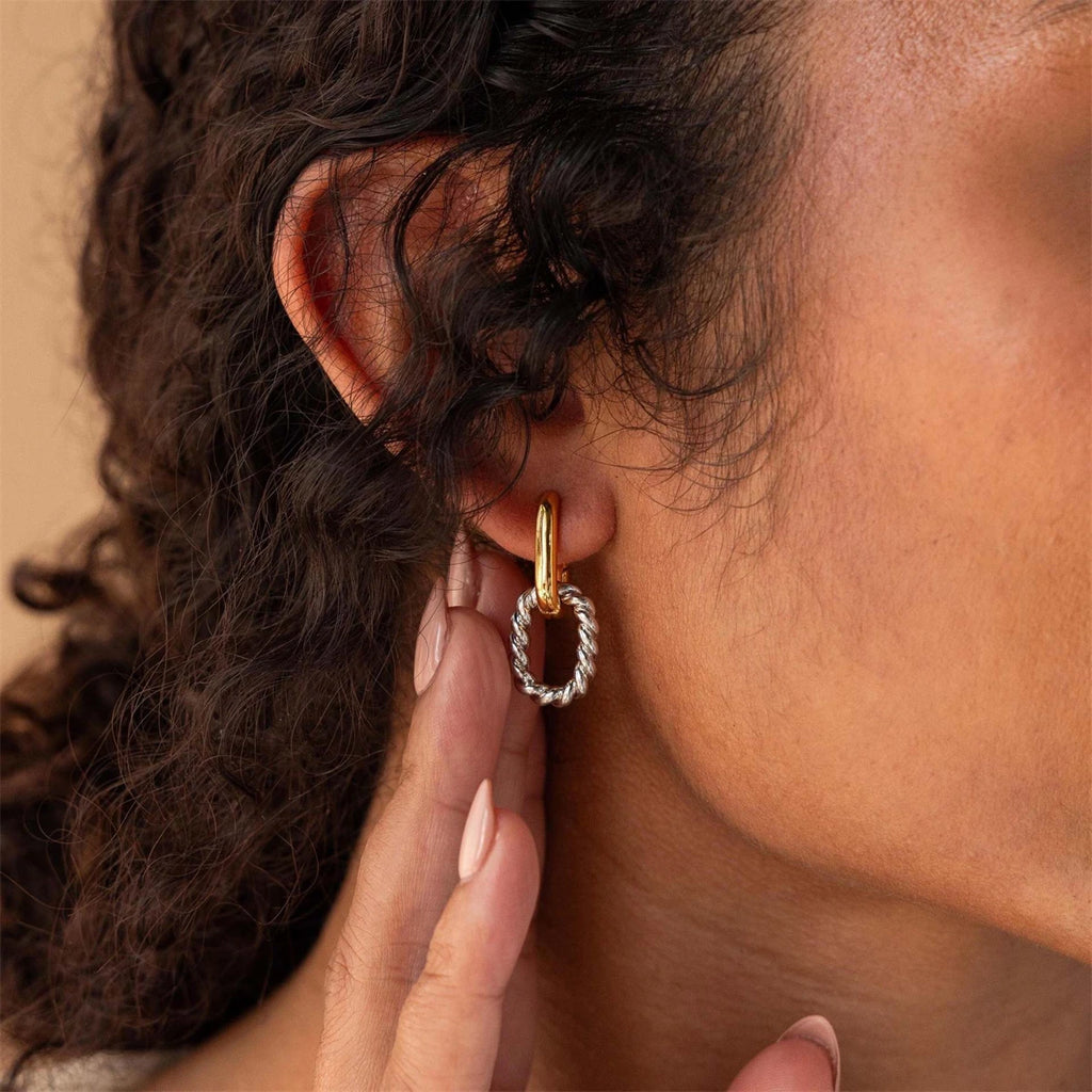 Oval shaped earrings, simple retro cross-border color preservation earrings, gold-plated color preservation earrings