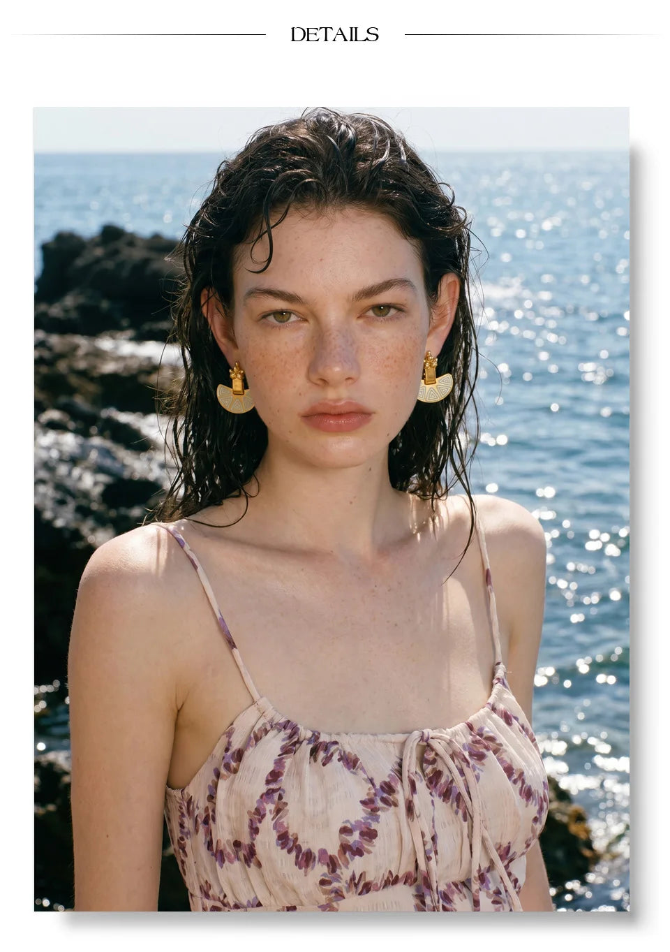Enamel Vintage Geometric Earrings — Gold-Plated Stainless Steel with Enamel · PS2147
