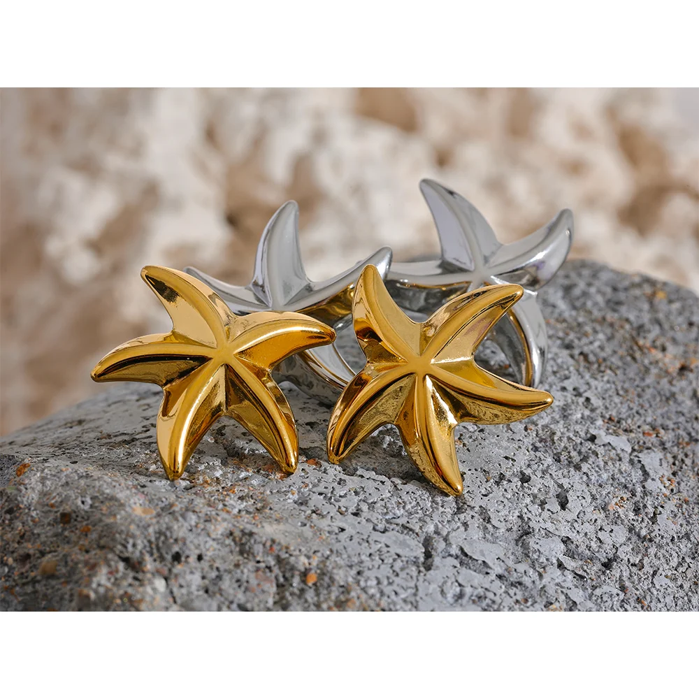 Star earrings in gold-plated 316L stainless steel.