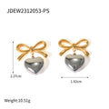 Bow Heart Drop Earrings — Stainless Steel · PS064
