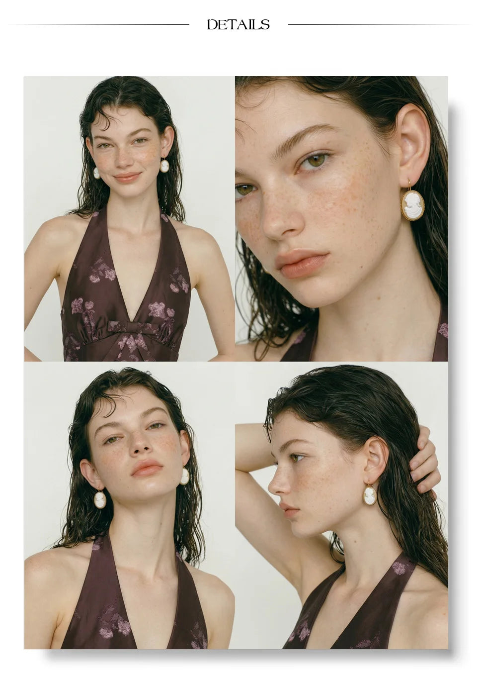 Resin geometric earrings in gold-plated stainless steel with resin.
