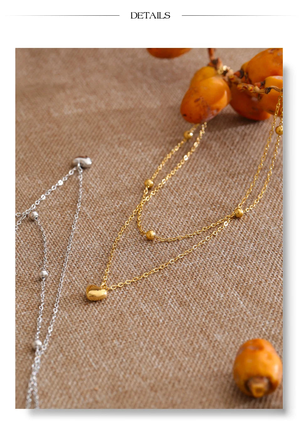 Heart chain necklace in gold-plated stainless steel.