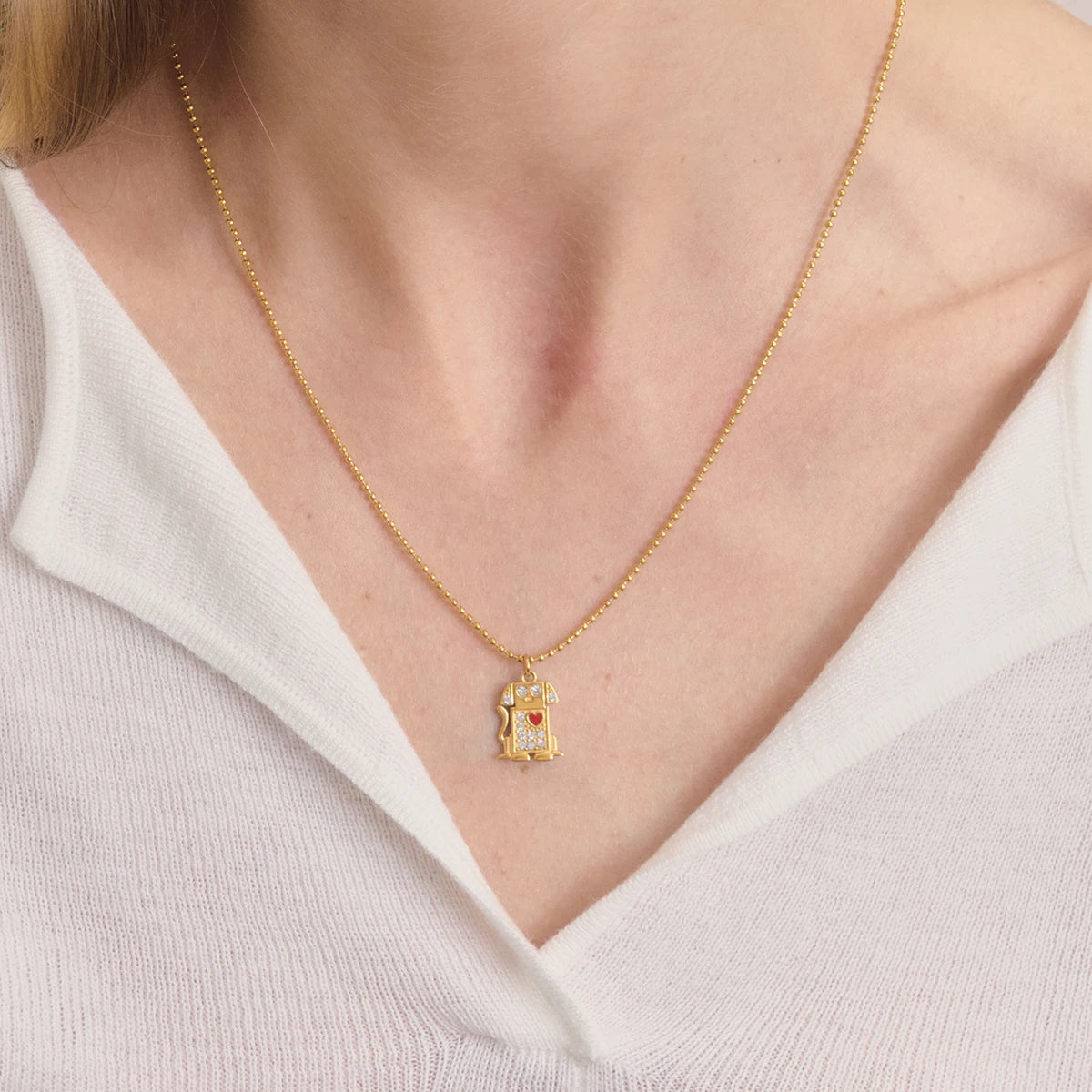 Pet Hug Pendant Necklace — Stainless Steel · PS338