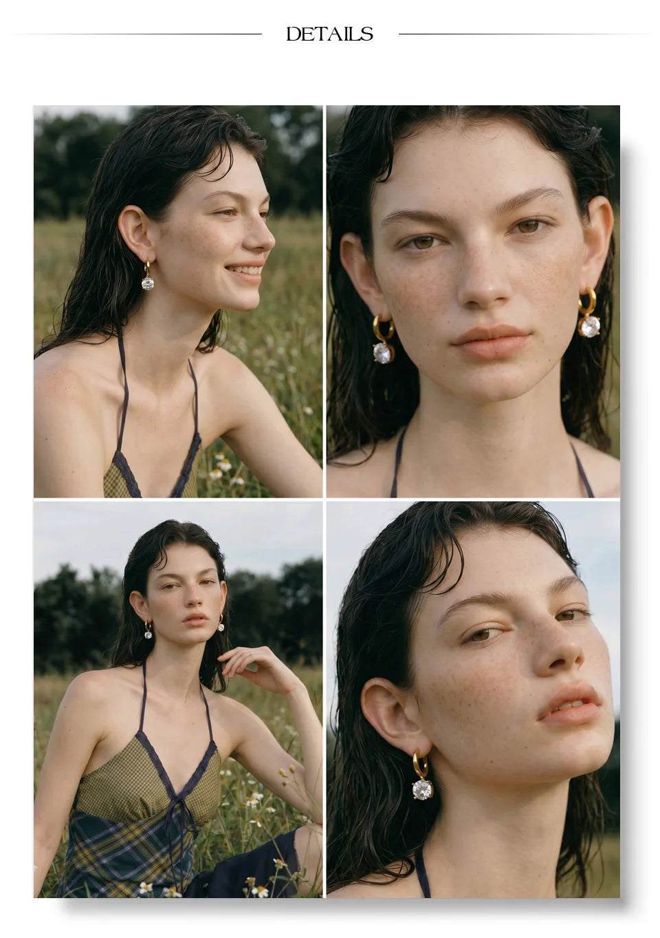 Cubic Zirconia Geometric Earrings — Gold-Plated Stainless Steel with Cubic Zirconia · PS1493