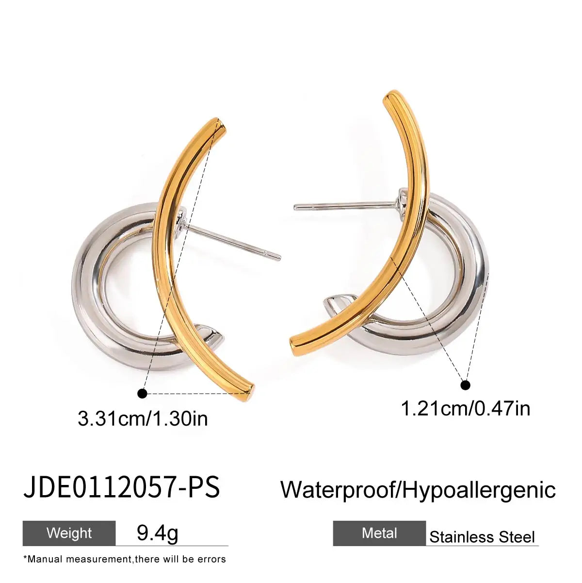 Chunky Silver Hoop Earrings — Stainless Steel · PS057