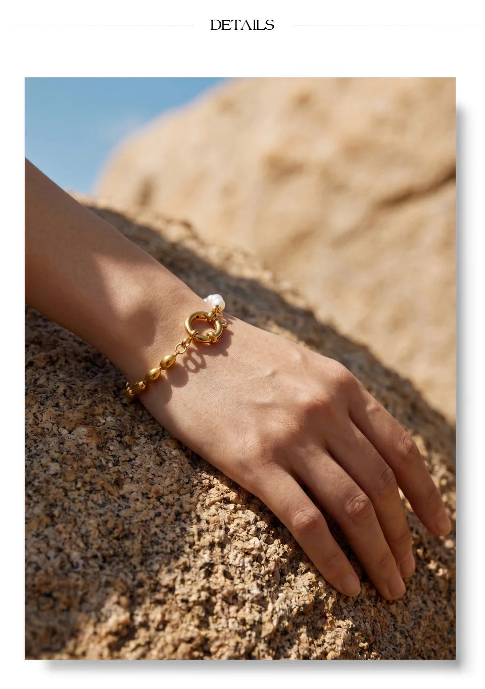 Freshwater Pearl Geometric Bracelet — Gold-Plated Stainless Steel with Freshwater Pearl · PS2057