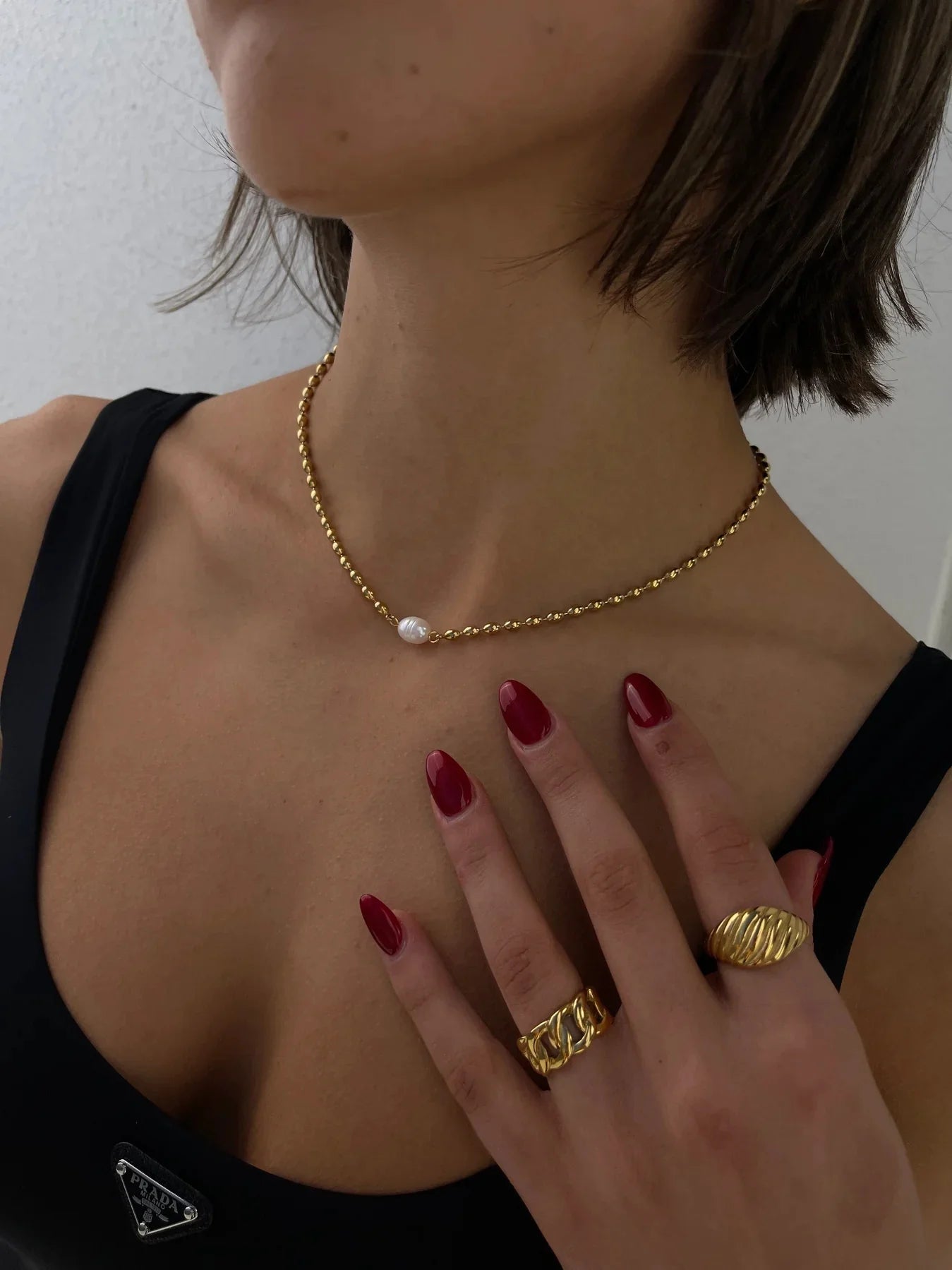 Pearl Chain Necklace — Stainless Steel · PS331