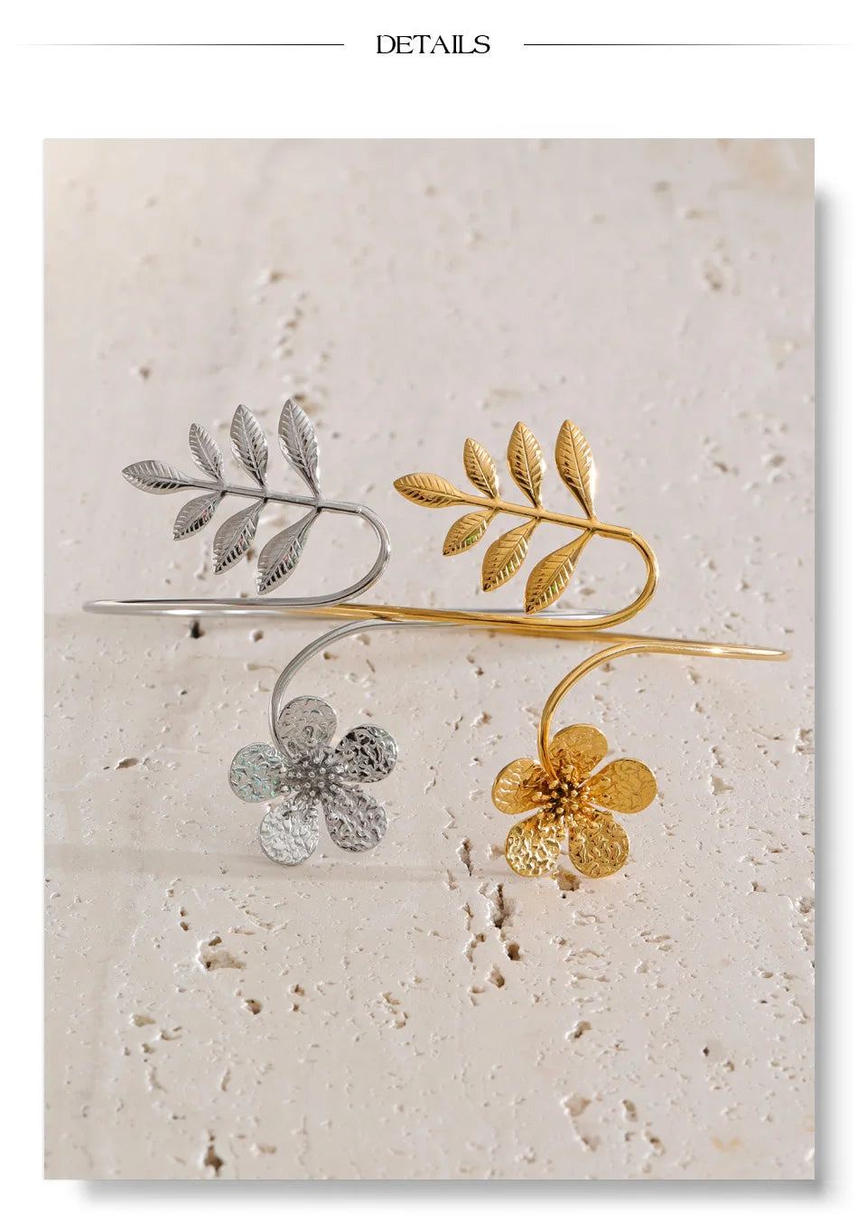 Flower Geometric Bracelet — Gold-Plated Stainless Steel · PS1394