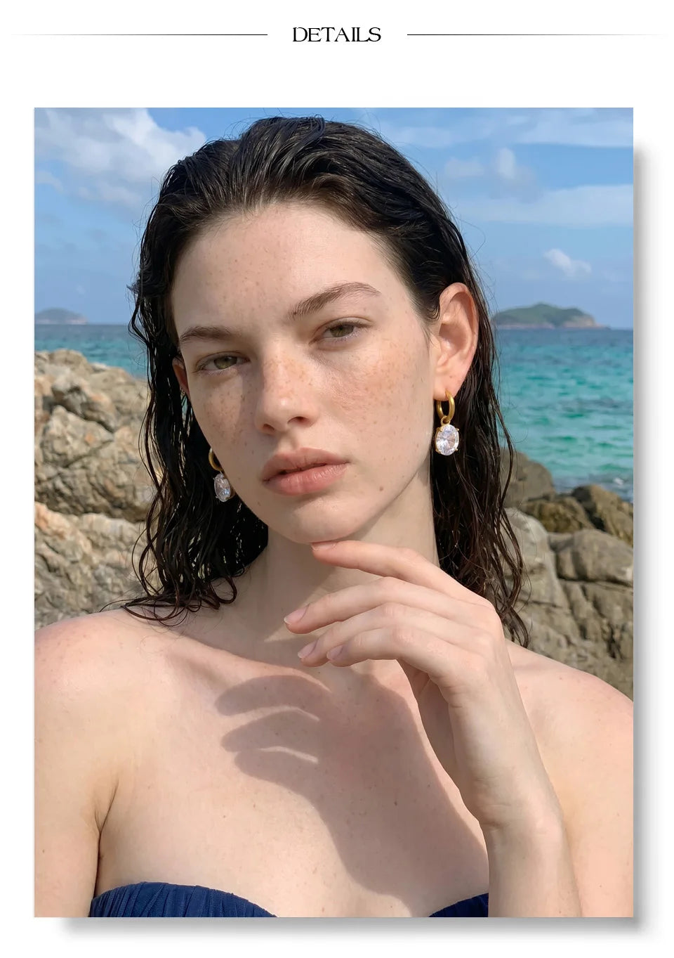 Cubic Zirconia Geometric Earrings — Gold-Plated Stainless Steel with Cubic Zirconia · PS1881