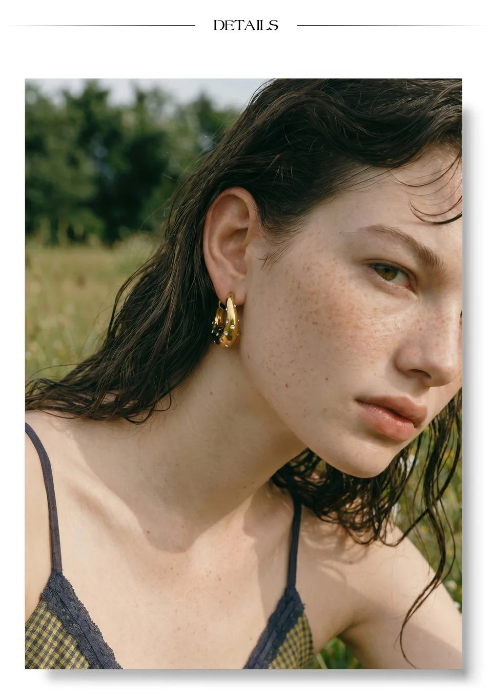 Cubic Zirconia Geometric Earrings — Gold-Plated Stainless Steel with Cubic Zirconia · PS1492
