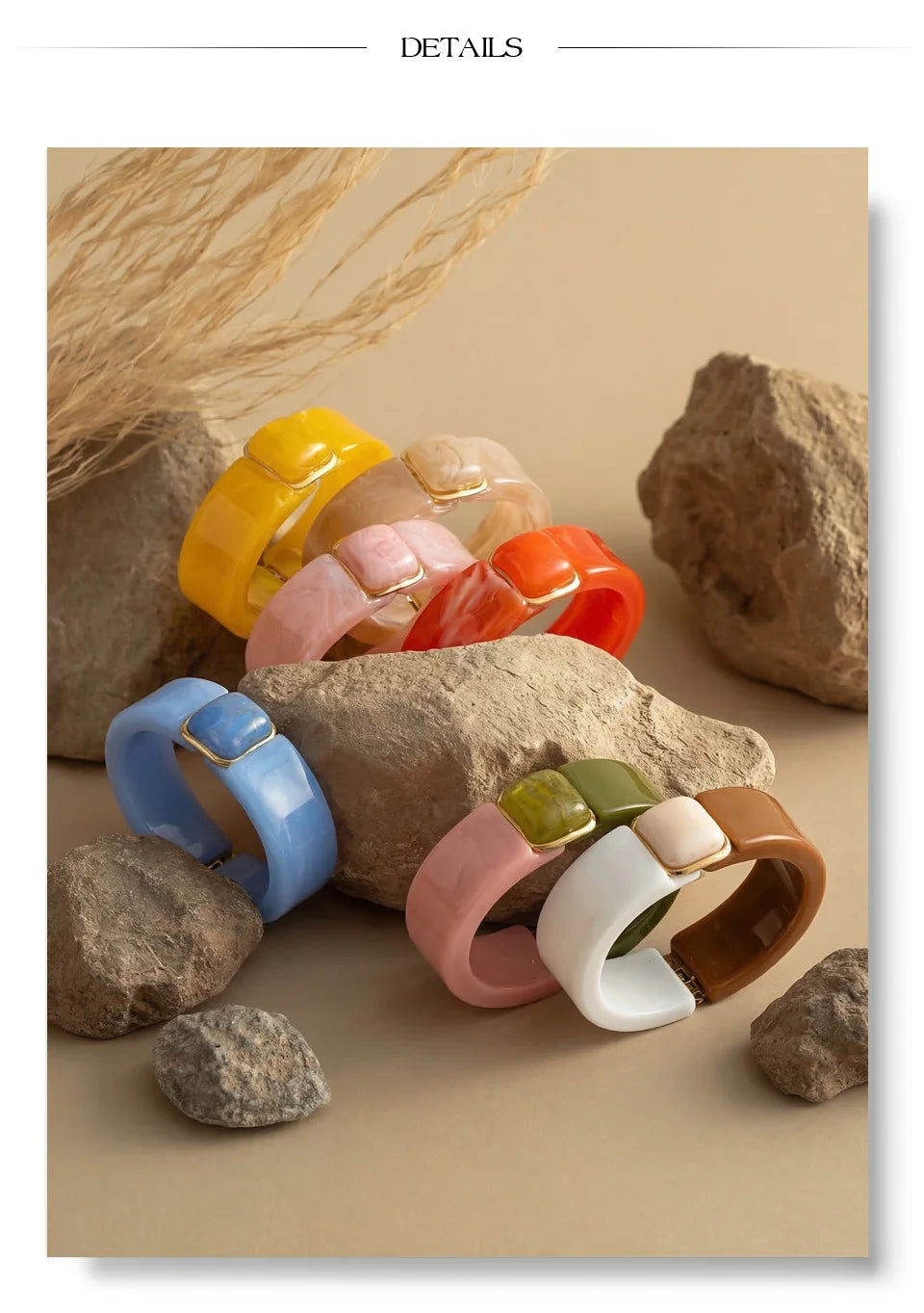 Resin Acrylic Geometric Bracelet — Gold-Plated Stainless Steel with Resin and Acrylic · PS1651