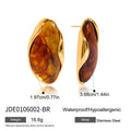 Deep Green Resin C Earrings — Stainless Steel · PS299