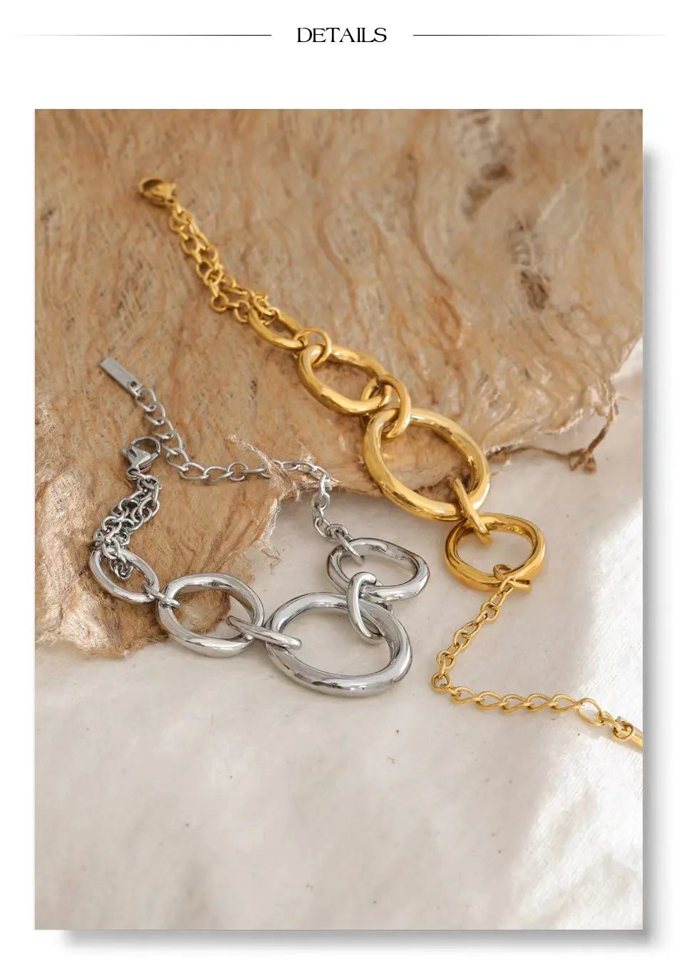 Geometric Chain Bracelet — Gold-Plated Stainless Steel · PS1183