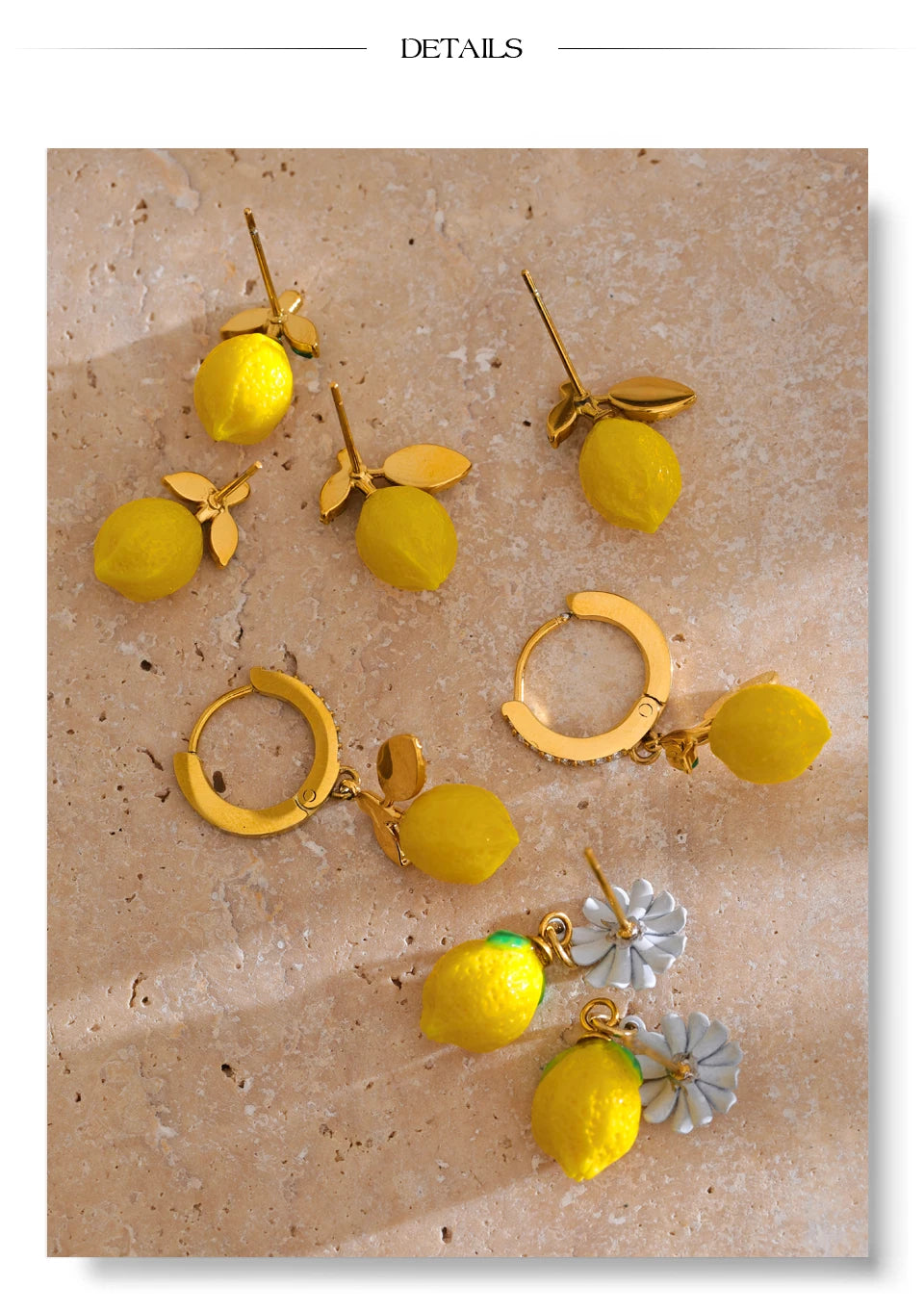 Cubic zirconia resin geometric earrings in gold-plated stainless steel with cubic zirconia and resin.