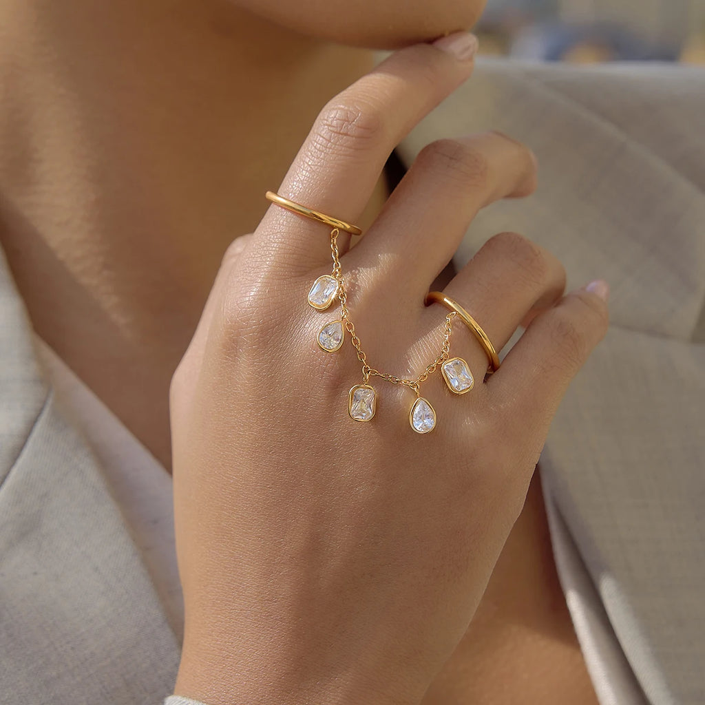 Mixed CZ Ring Stack — Stainless Steel · PS236