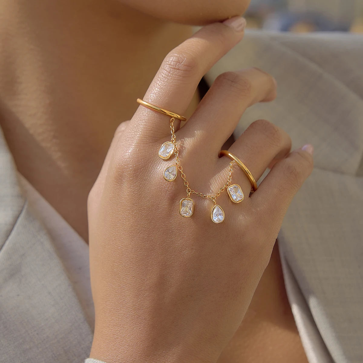 Mixed CZ Ring Stack — Stainless Steel · PS236