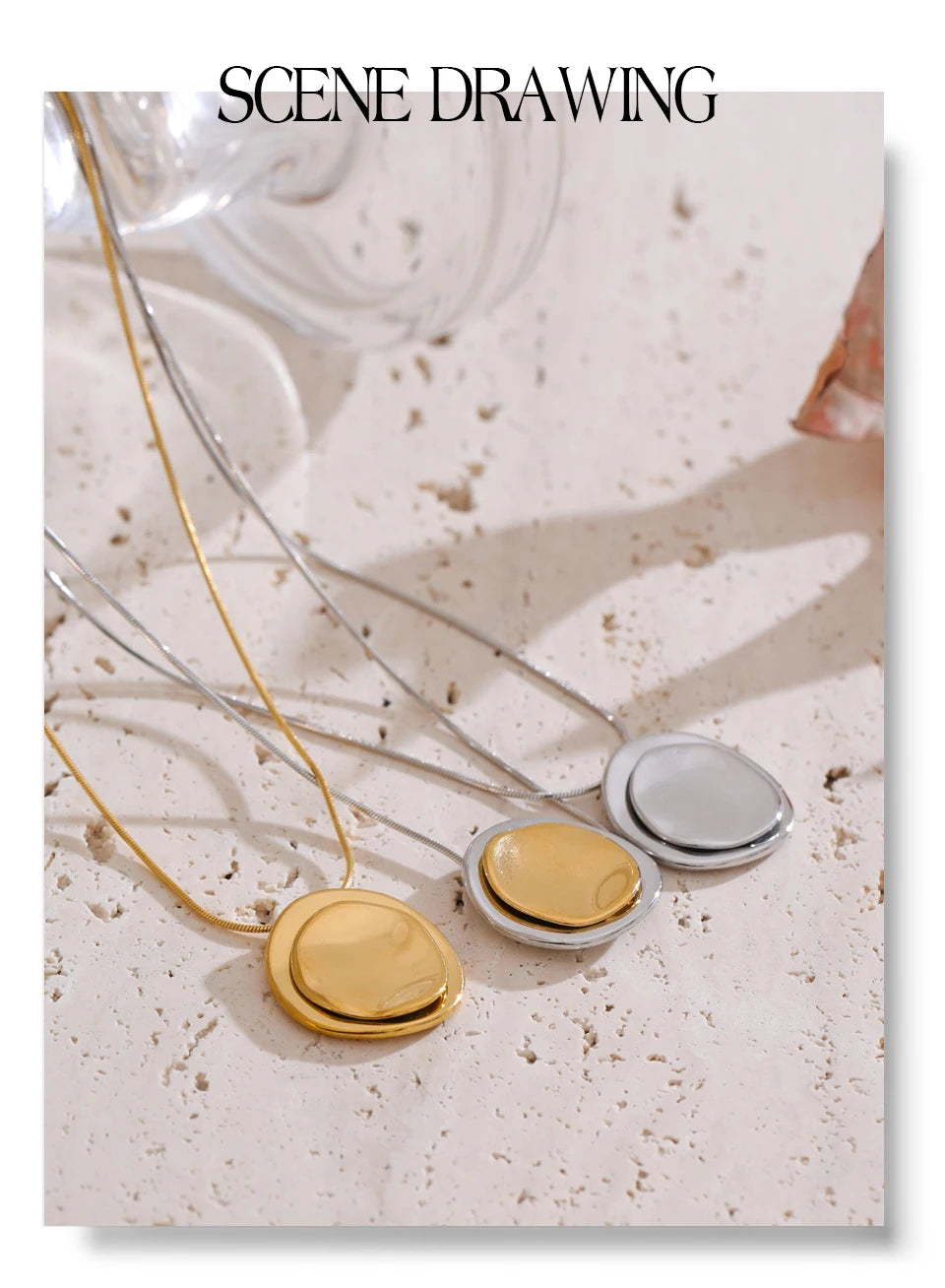 Coin geometric necklace in gold-plated stainless steel.