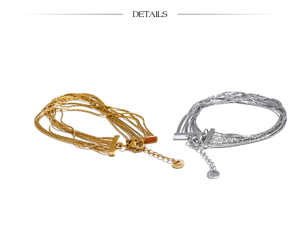 Geometric Chain Layered Bracelet — Gold-Plated Stainless Steel · PS1761