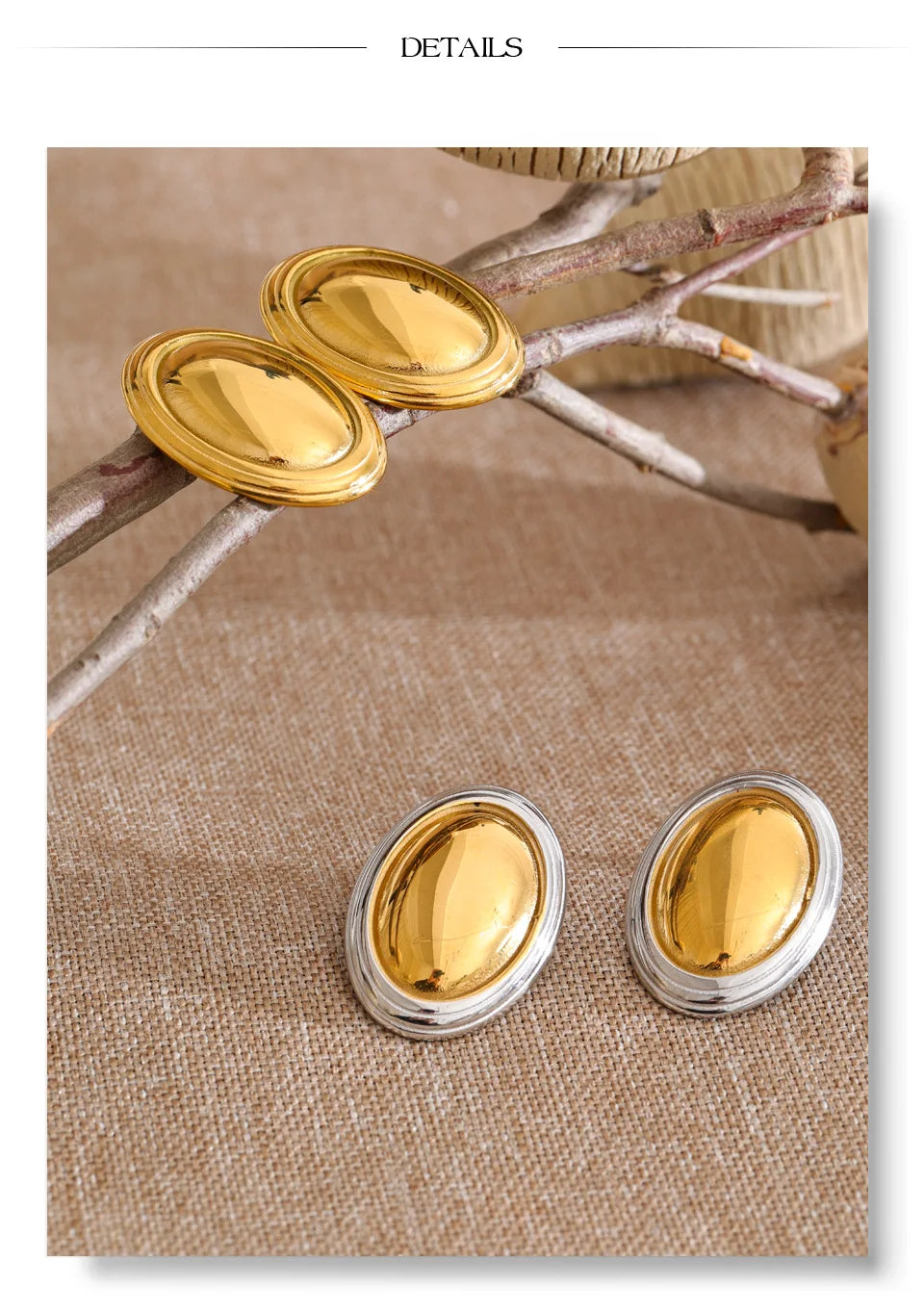 Geometric earrings in gold-plated stainless steel.