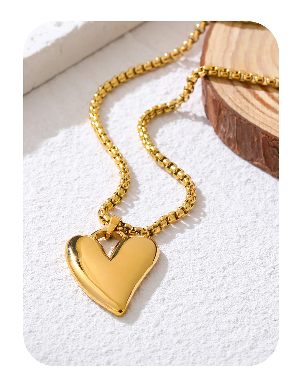 Irregular Heart Pendant Necklace — 316L Stainless Steel · PS412