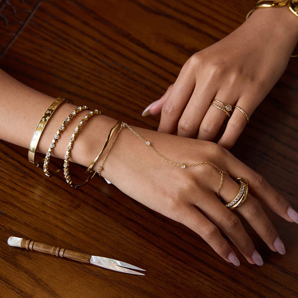 Butterfly Pearl Bracelet Stack — Stainless Steel · PS007