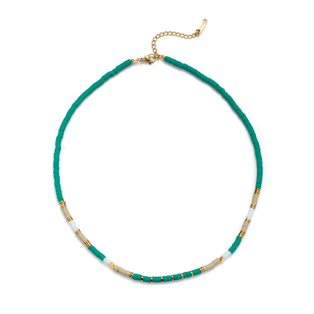 Colorful Acrylic Beaded Necklace — 316L Stainless Steel · PS437