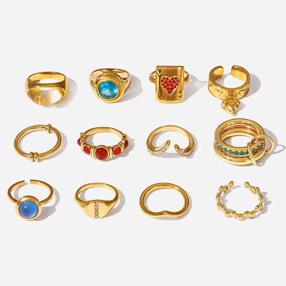 Color Stone Ring Stack — Stainless Steel · PS224