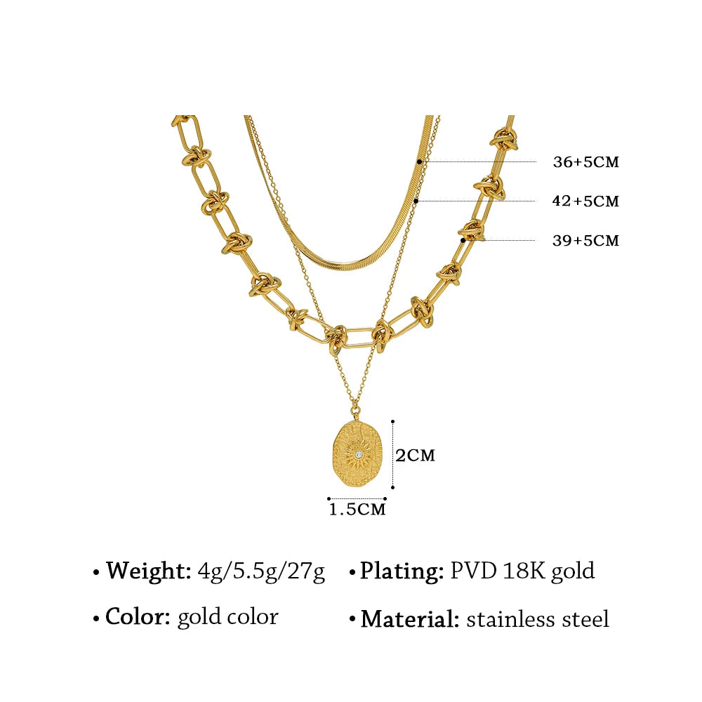 Vintage Chain Snake Chain Choker Layered Necklace — 316L Stainless Steel · PS408