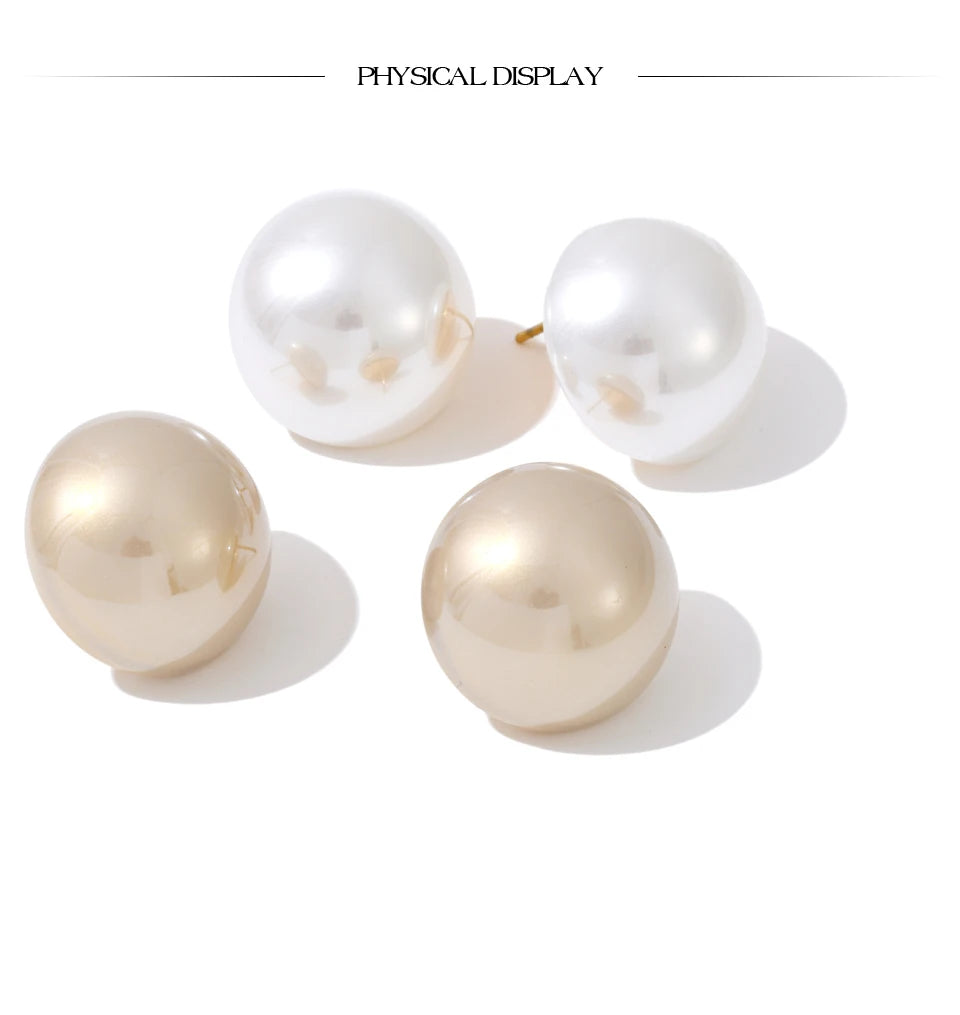 Pearl Geometric Earrings — Gold-Plated Stainless Steel with Pearl · PS1659