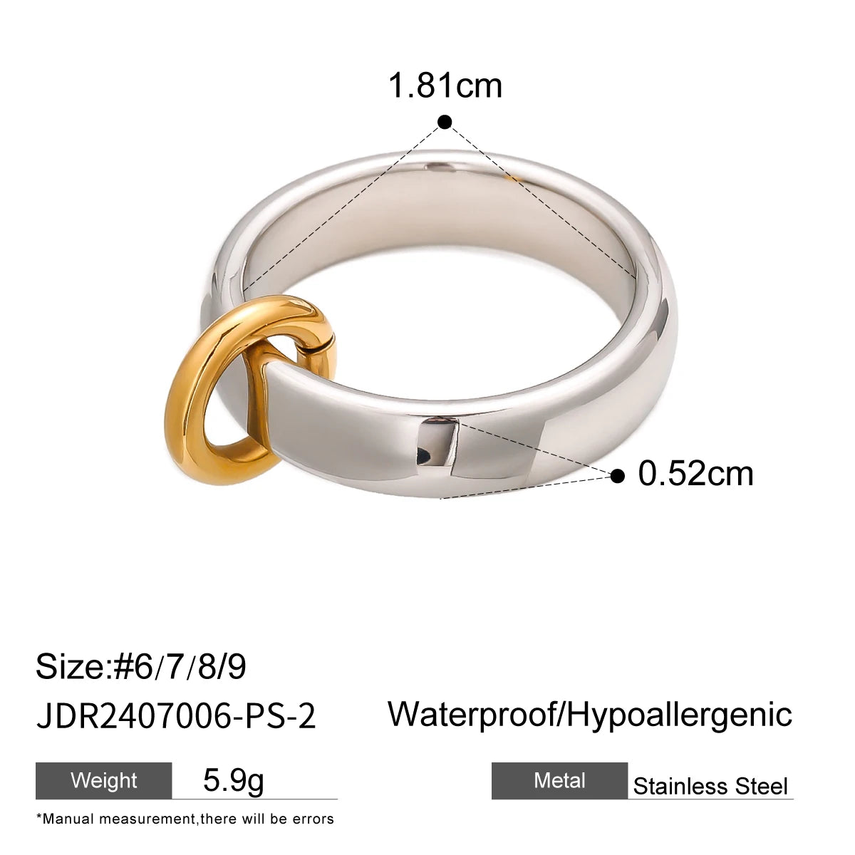 Two-Tone Hollow Irregular Ring — Stainless Steel