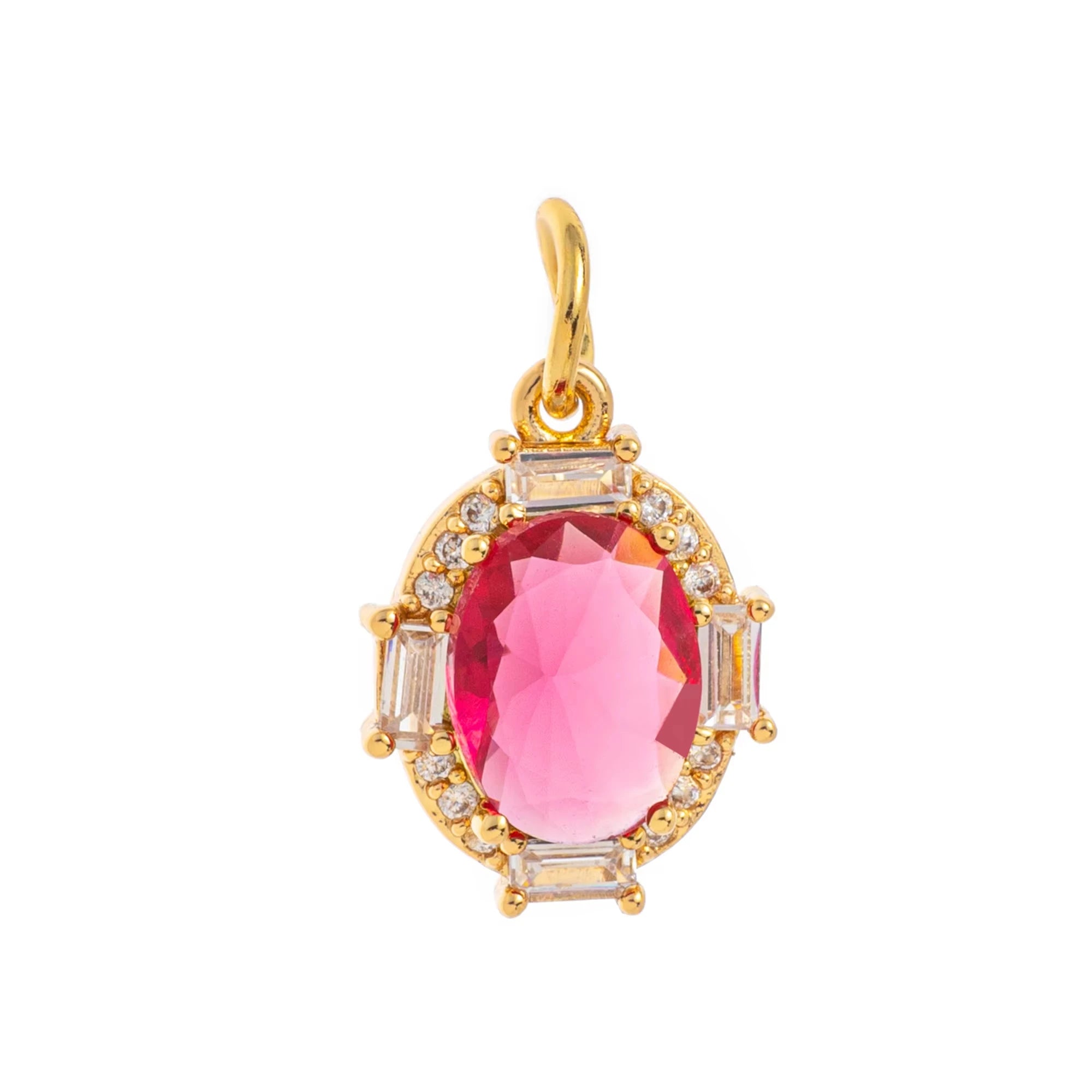 【DIY Pendant】18K Gold Plated Copper Birthstone Charm Pendant - PC010