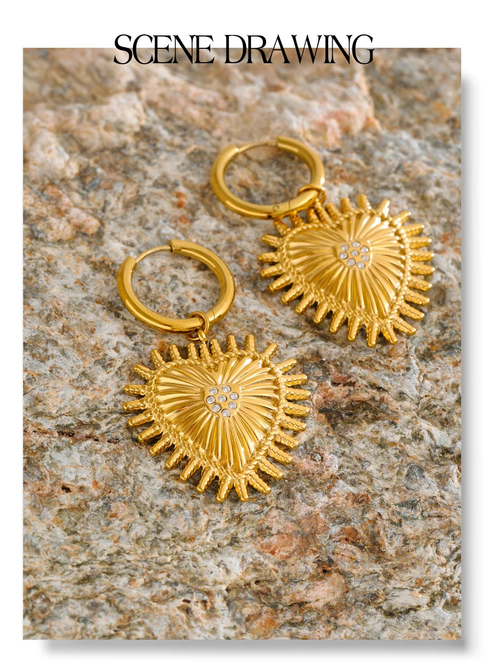 Cubic Zirconia Heart Earrings — Gold-Plated Stainless Steel with Cubic Zirconia · PS1622