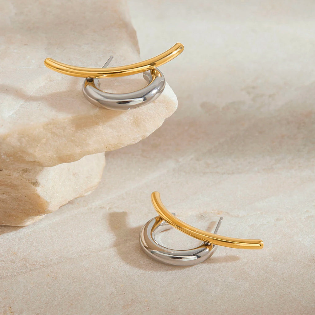 Chunky Silver Hoop Earrings — Stainless Steel · PS057