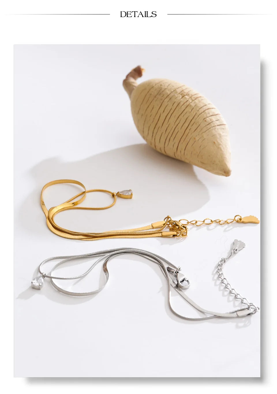 Cubic Zirconia Snake Geometric Anklet — Gold-Plated Stainless Steel with Cubic Zirconia · PS1078