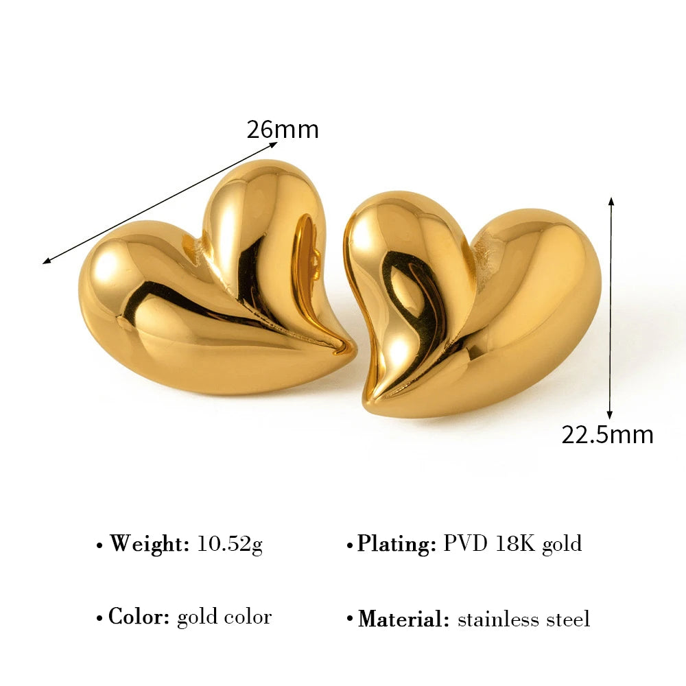 Stud Earrings Asymmetric Heart Glossy — 316L Stainless Steel · PS426