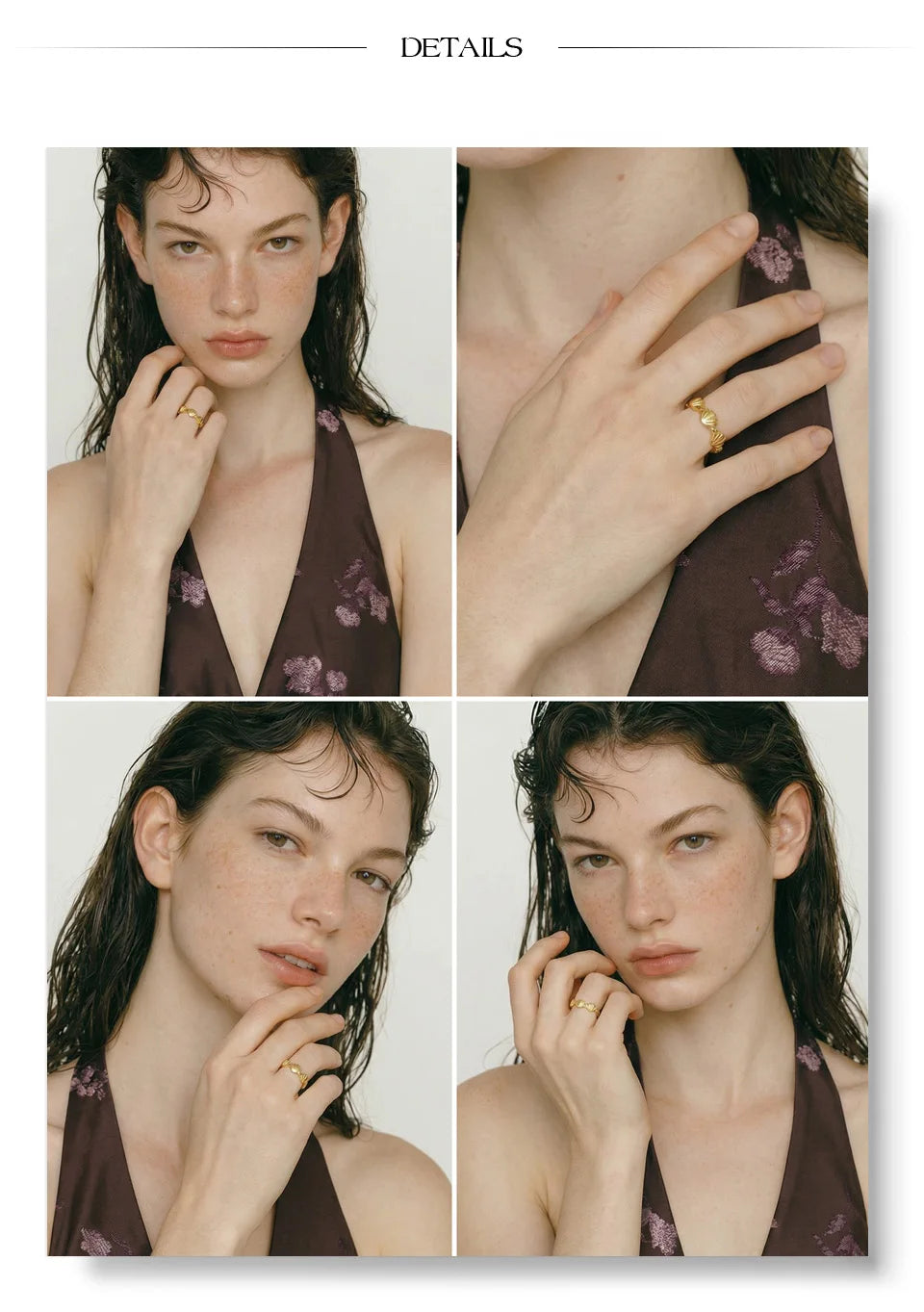 Shell Geometric Ring — 18K Gold-Plated Stainless Steel with Shell · PS2303