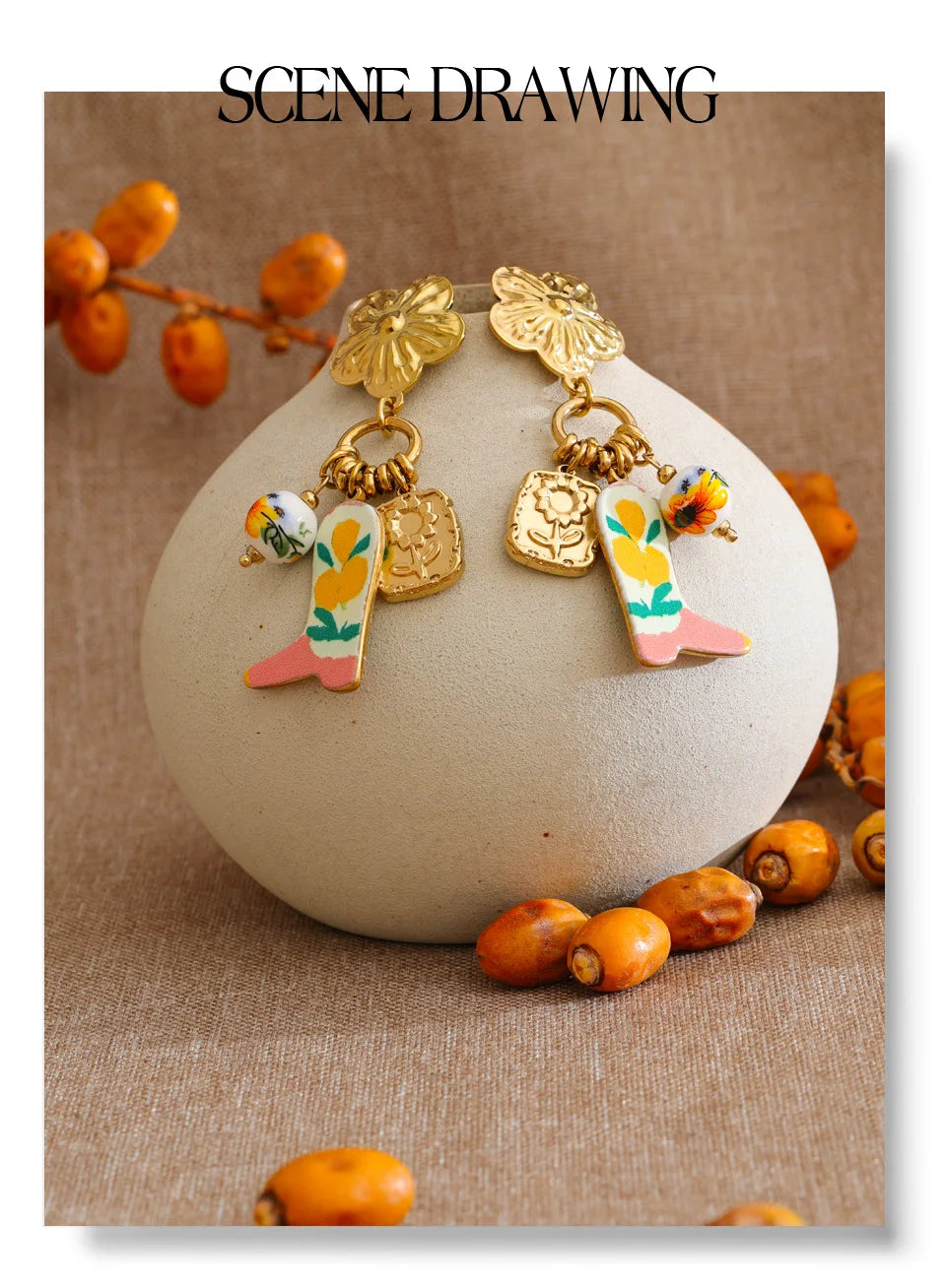 Flower Earrings — Gold-Plated Stainless Steel · PS1090