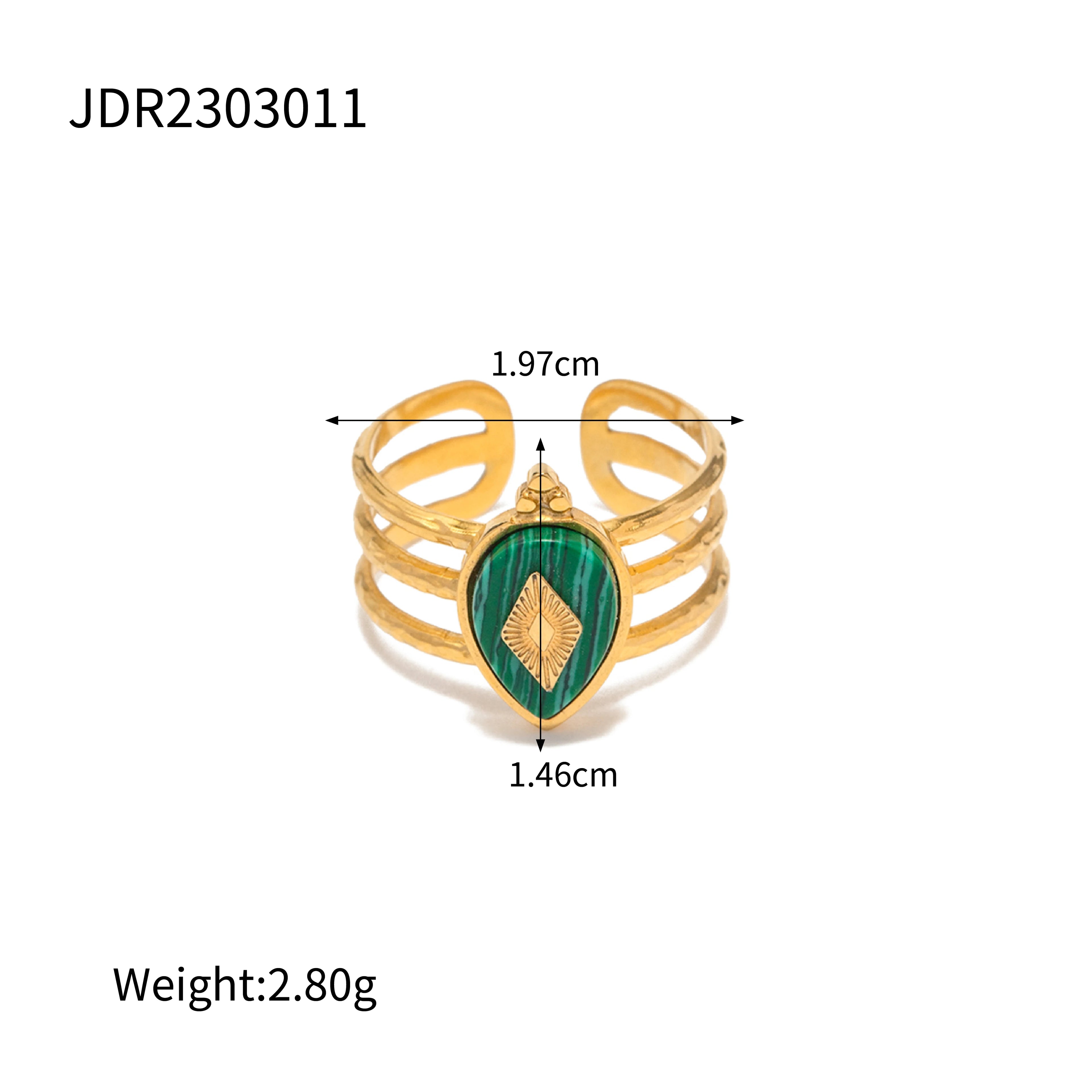 Green Turquoise Malachite Ring — Stainless Steel · PS310