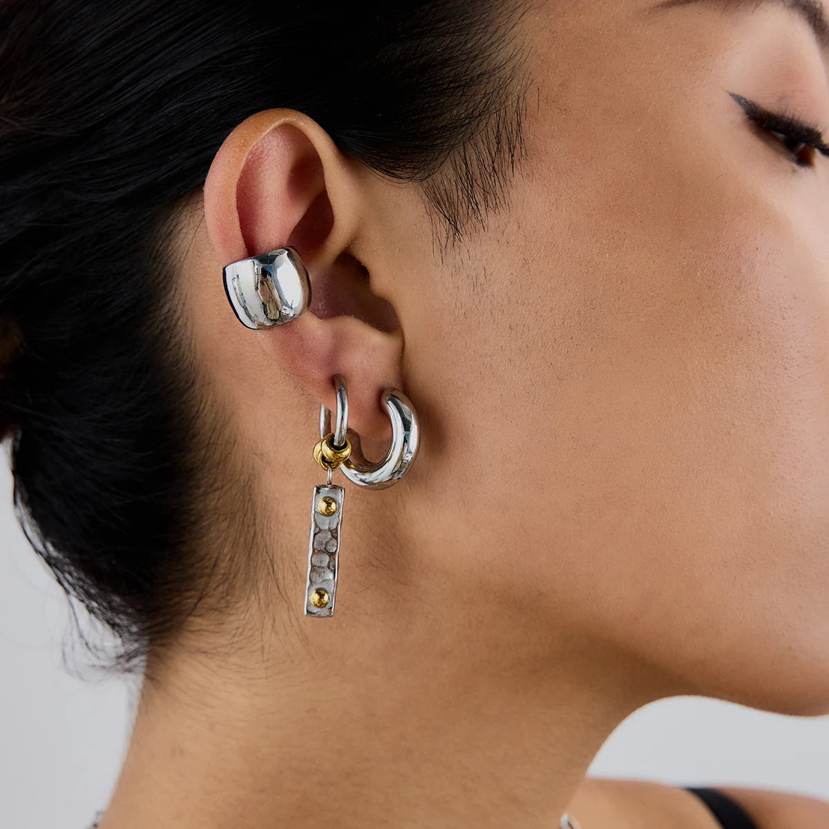 Rectangle Chain Drop Earrings — Stainless Steel · PS103