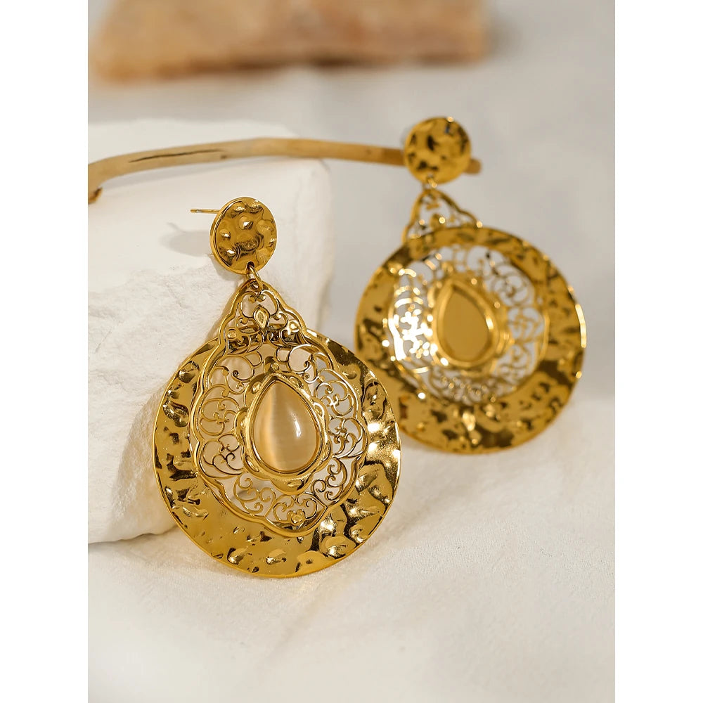 Opal Dangle Earrings — 316L Stainless Steel · PS421