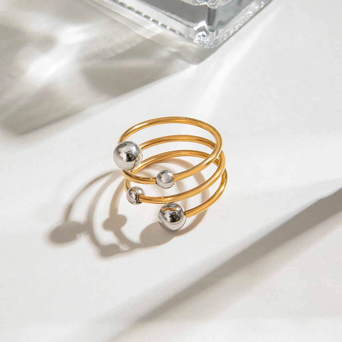 Two-Tone Steel Ball Ring — Stainless Steel · PS370