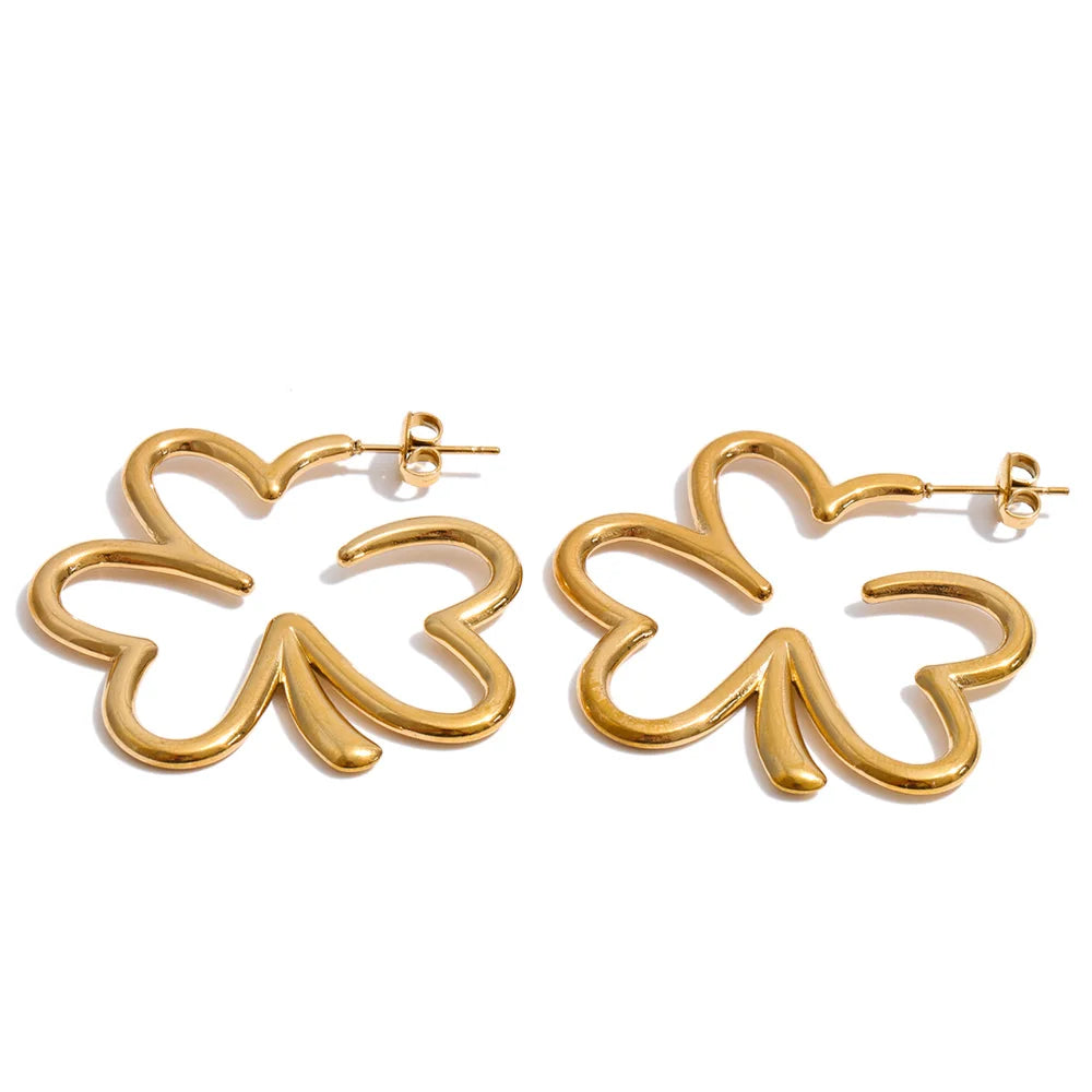 Flower Minimalist Earrings — Gold-Plated Stainless Steel · PS1296