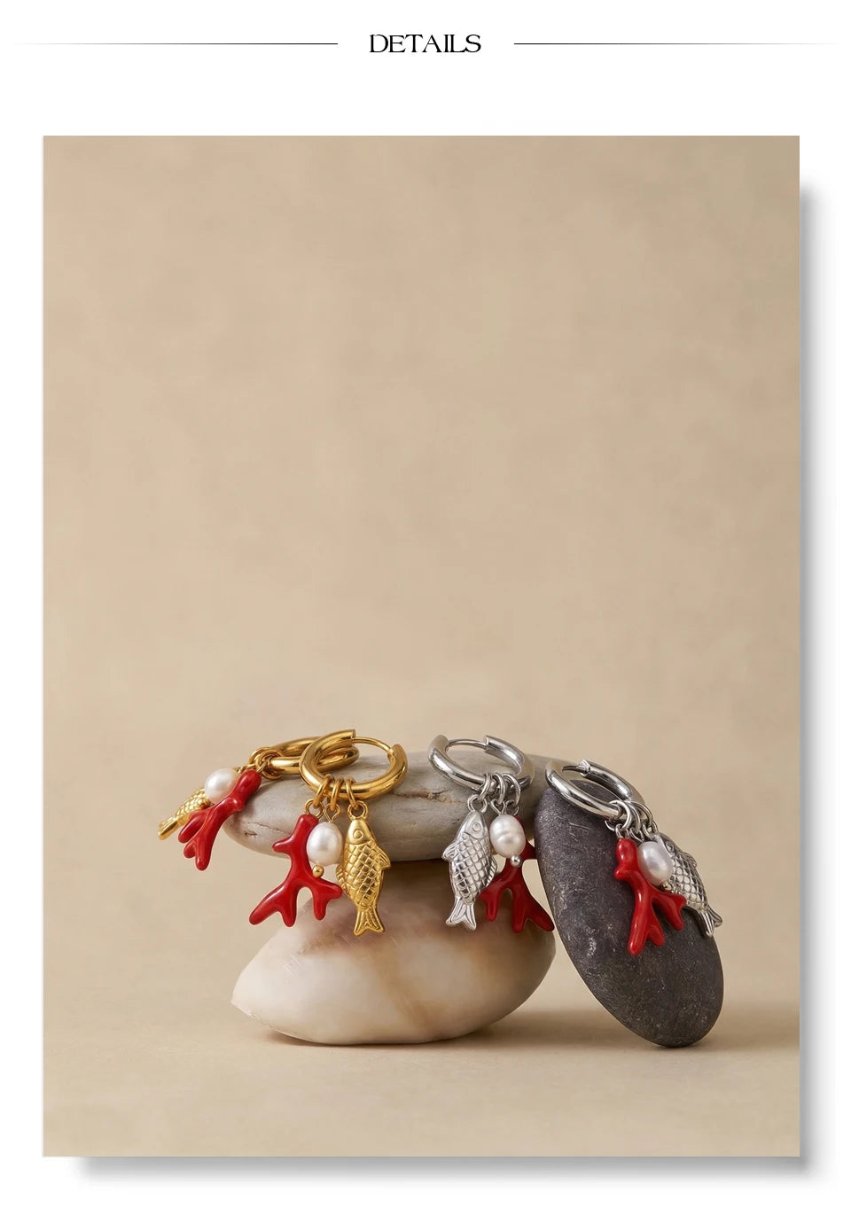 Freshwater pearl geometric earrings in gold-plated stainless steel with freshwater pearl.