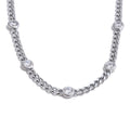 Cubic zirconia geometric chain necklace in gold-plated stainless steel with cubic zirconia.