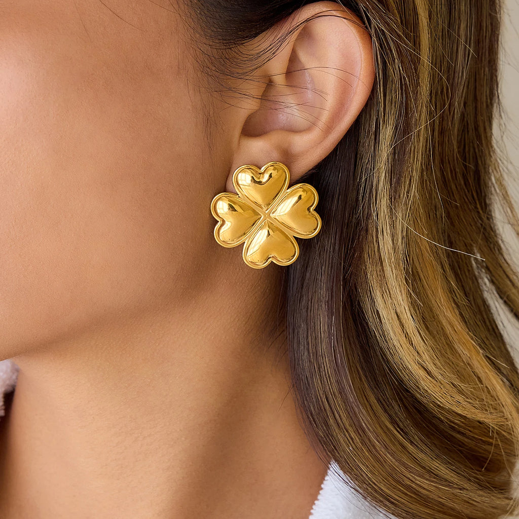 Flower Heart Earrings — Stainless Steel · PS307